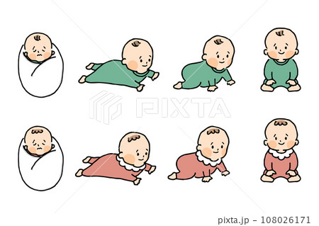 0歳児の赤ちゃんイラストセット 108026171