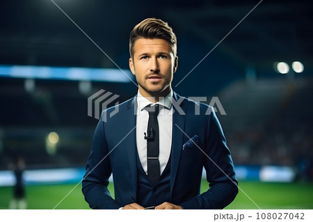 male television presenter. sports commentator, leading sports TV news male television presenter. sports commentator, leading sports TV news 108027042