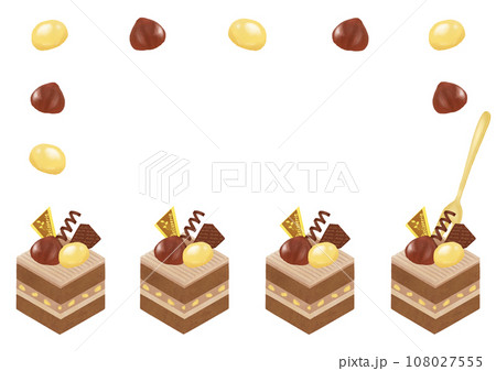 栗のチョコレートケーキのイラストフレーム 108027555