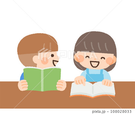 勉強、読書をする子供たちのイラスト素材 108028033