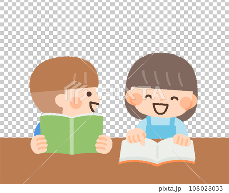 Illustration material of children studying and reading 108028033