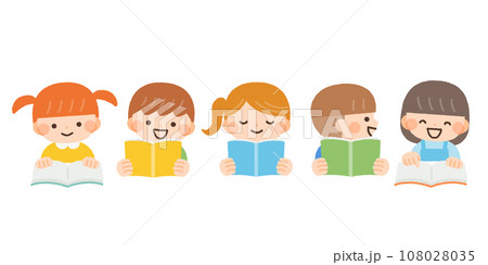 読書、勉強をする子供たちのイラスト素材 108028035