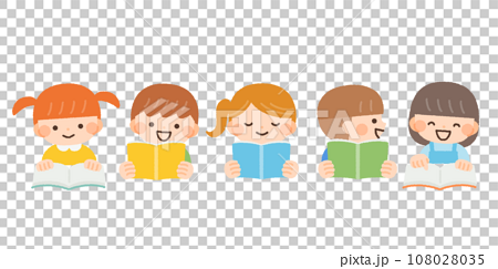 読書、勉強をする子供たちのイラスト素材 108028035