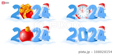 Happy New Year 2024 Designs Set Happy New Year 2024 Designs Set 108028154