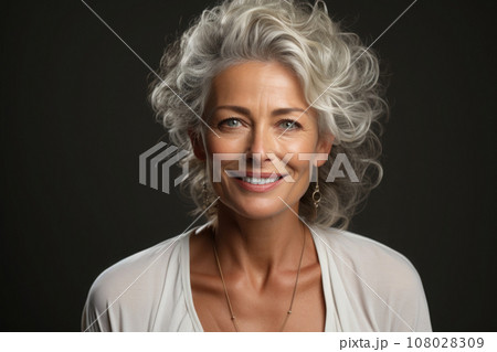 Portrait of beautiful mature woman. Generative AI 108028309