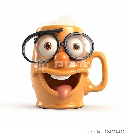 Beer mug, funny cute cartoon 3d illustration on white background, creative avatar 108028893