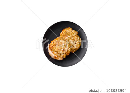 Delicious meat fried with Dijon mustard with salt, spices and herbs Delicious meat fried with Dijon mustard with salt, spices and herbs 108028994