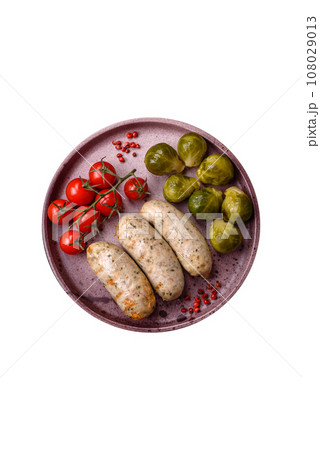 Sausages vegetable protein seitan meatless soy wheat classic taste vegetarian or vegan snack 108029013
