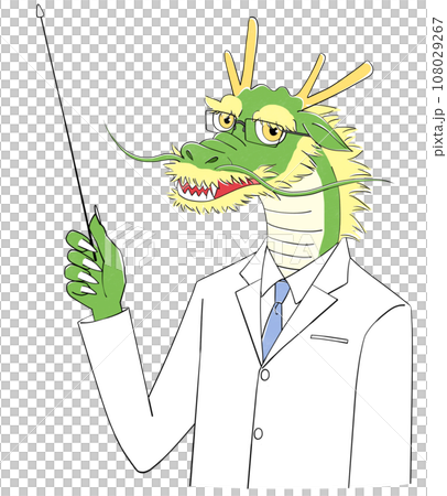 Illustration of a dragon doctor holding a pointing stick 108029267