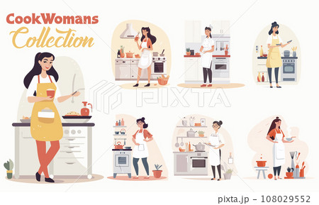 Young beautiful vector woman figures collection. Set of vector girls. Young beautiful vector woman figures collection. Set of vector girls. 108029552