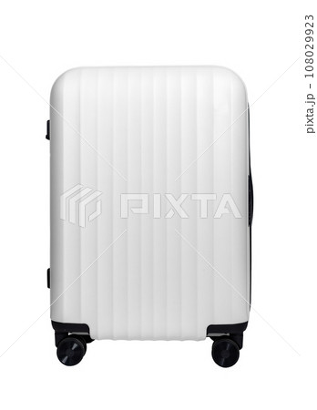 Spinner suitcase, wheeled luggage, baggage mockup isolated on white 108029923