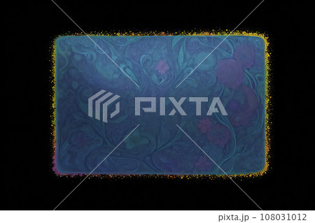 青色の抽象模様のフレーム　AI画像 108031012