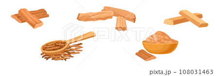 Sandalwood Tree Timber and Lumber Material Vector Set 108031463