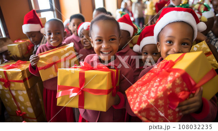 happy children with presents happy children with presents 108032235