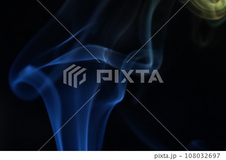 Yellow and blue smoke on a dark background, colourful abstract, blue yellow fog, minimalistic background 108032697