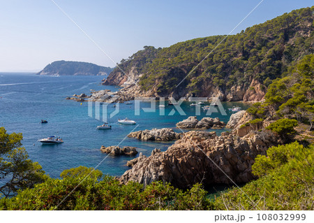 View of cove in Palamos, Costa Brava, Girona. Spain 108032999