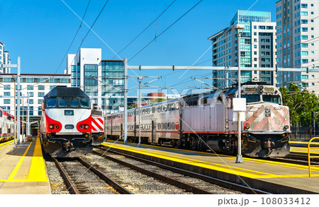 Diesel locomotives at San Francisco 4th and King Street station in the United States 108033412