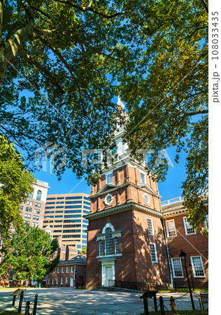 Independence Hall from Independence Square in Philadelphia, Pennsylvania Independence Hall from Independence Square in Philadelphia, Pennsylvania 108033435
