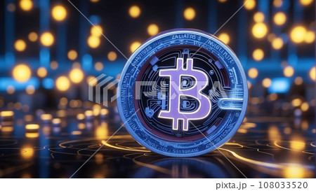 CGイラスト_3Dで視覚化された仮想通貨_04 108033520