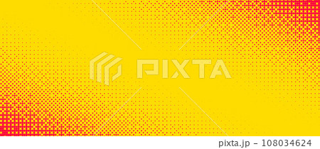 Pixelated corner gradient texture. Yellow orange dither diagonal pattern background. Abstract glitchy pattern. 8 bit video game screen wallpaper. Pixel art retro illustration. Vector bitmap backdrop 108034624
