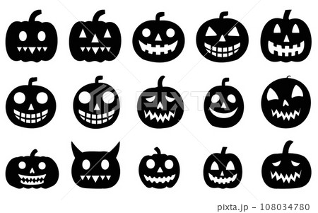 Collection of pumpkin Halloween silhouettes print banners, cards, flyers, social media wallpapers 108034780