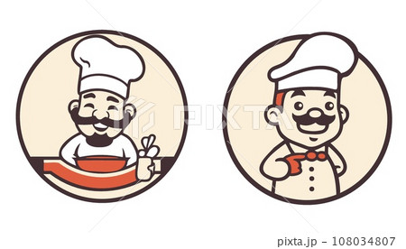 Happy and smiling Uncle A Cartoon vector of chef with a White Hat and Uniform 108034807