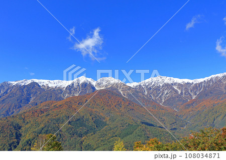 秋の白馬岩岳マウンテンリゾートから望む北アルプス 108034871