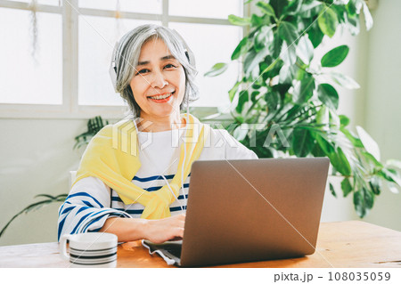 PCとシニア女性 PCとシニア女性 108035059