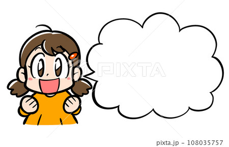 笑顔で力説する女の子と吹き出し 笑顔で力説する女の子と吹き出し 108035757