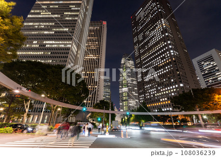 《東京都》東京オフィス街の夜景・新宿副都心 108036239