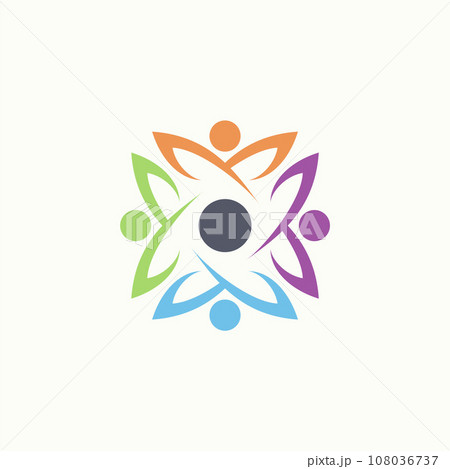 Logo design graphic concept creative abstract premium vector stock 4 human body silhouette like lotus on rectangular. Related to active community care 108036737