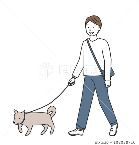 犬の散歩をする男性 犬の散歩をする男性 108038716