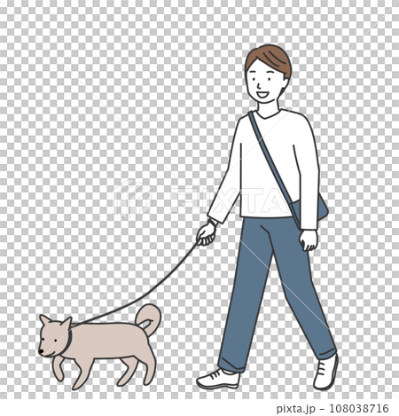 犬の散歩をする男性 犬の散歩をする男性 108038716
