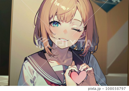 はにかむ女子高生●AI生成画像 108038797