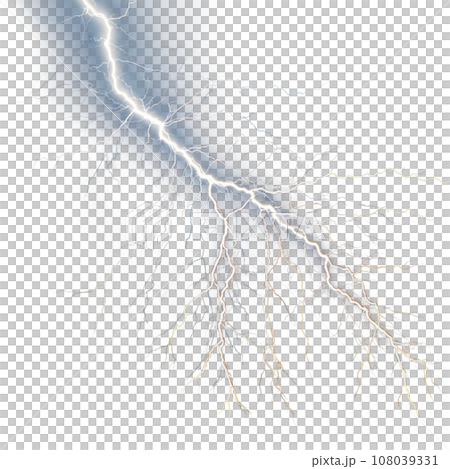 Lightning Strike and Thunder Sublimation Clipart isolated on Transparent Background 108039331