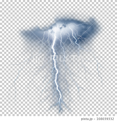 Lightning Strike and Thunder Sublimation Clipart isolated on Transparent Background 108039332