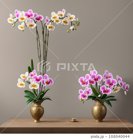 Floral pot realistic wallpaper design Floral pot realistic wallpaper design 108040044