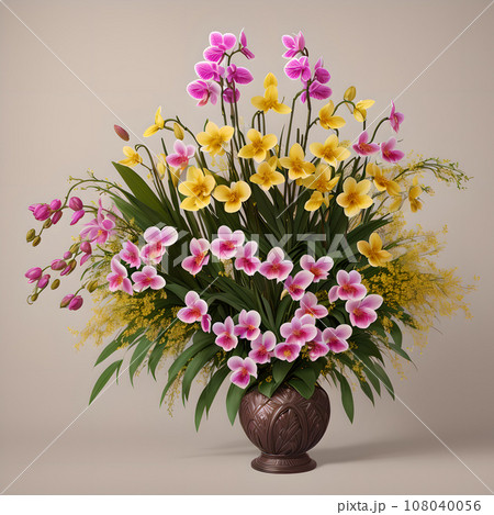 Floral pot realistic wallpaper design Floral pot realistic wallpaper design 108040056
