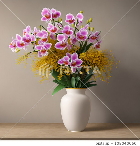 Floral pot realistic wallpaper design Floral pot realistic wallpaper design 108040060