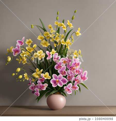 Floral pot realistic wallpaper design Floral pot realistic wallpaper design 108040098