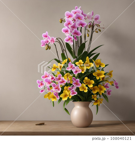 Floral pot realistic wallpaper design 108040121