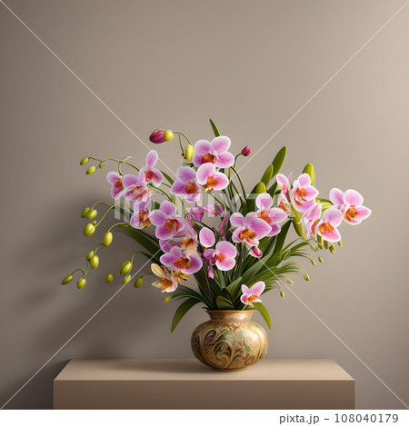 Floral pot realistic wallpaper design 108040179