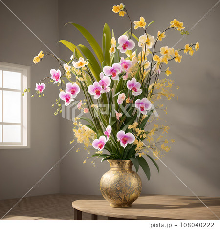 Floral pot realistic wallpaper design Floral pot realistic wallpaper design 108040222