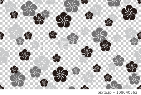 Monochrome Japanese pattern "Plum" seamless in both vertical and horizontal directions Monochrome Japanese pattern "Plum" seamless in both vertical and horizontal directions 108040362