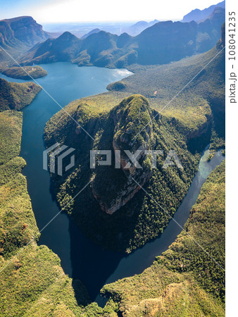 Aerial views of Blyde River Canyon and the three Rondavels in Graskop, Mpumalanga, South Africa 108041235