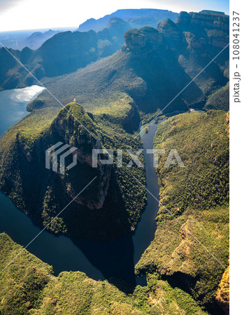 Aerial views of Blyde River Canyon and the three Rondavels in Graskop, Mpumalanga, South Africa 108041237