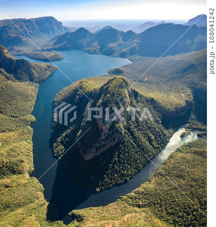 Aerial views of Blyde River Canyon and the three Rondavels in Graskop, Mpumalanga, South Africa Aerial views of Blyde River Canyon and the three Rondavels in Graskop, Mpumalanga, South Africa 108041242