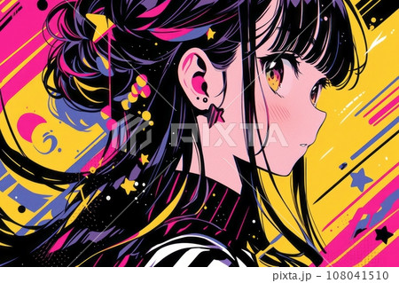 ハートを満たす笑顔：心からのワクワクと笑顔で輝く可愛い少女のアニメ風イラスト AI画像 8 108041510