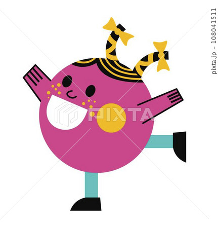 Girl character in shape of circle, round form 108041511