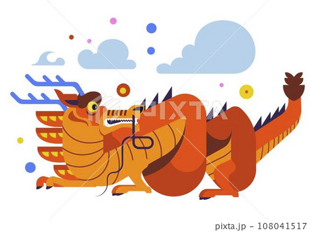 Reptile dragon creature, fantasy character vector 108041517